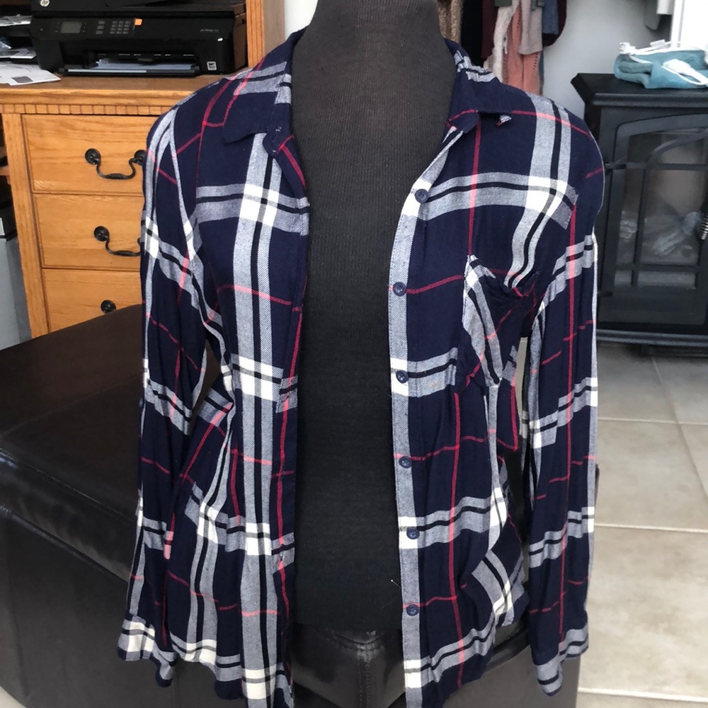 Soft plaid button down top